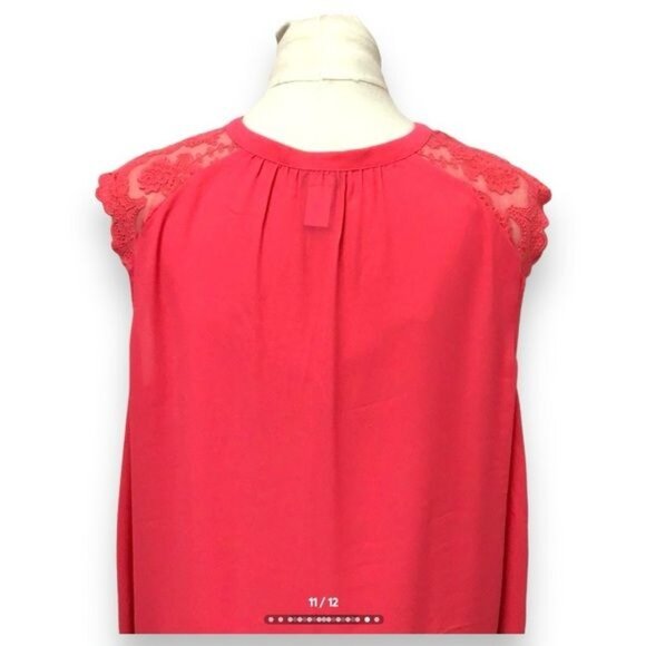 Torrid Women’s Plus Lace Cap Sleeve and Shoulder V Neck Blouse, Coral, size 2X - Picture 5 of 7